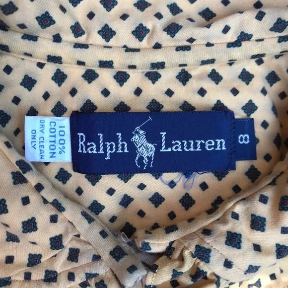 Vintage Ralph Lauren Prairie Shirt Yellow Print 8